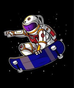 Astronaut Skateboarding In Space paint by number