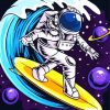Astronaut Surfing paint by number