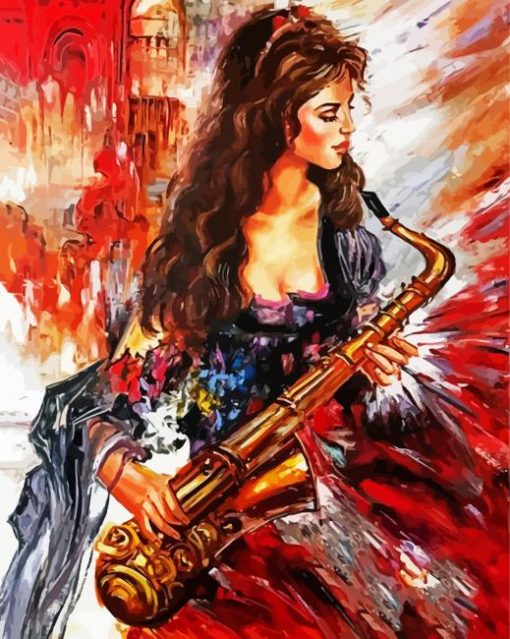 Beautiful Saxophone Player paint by number