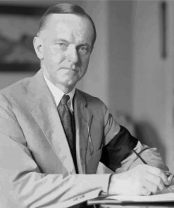 Black And White Calvin Coolidge paint by number