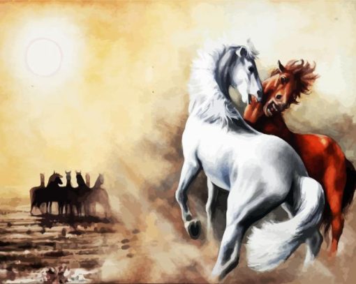 Brumby Fighting Art paint by number