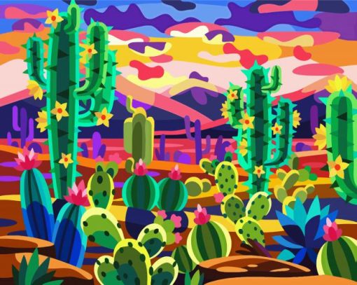 Cactus Illustration paint by numbers