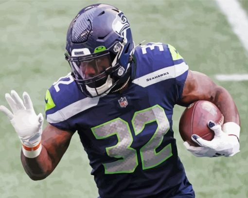 Chris Carson Seahawks Player paint by number