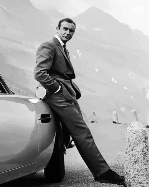 Classy Black And White Sean Connery James Bond paint by numbers