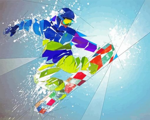 Colorful Snow Skateboarder paint by number