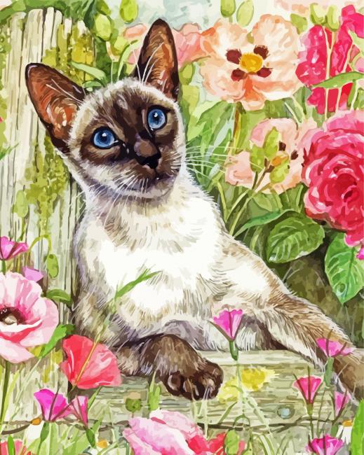 Cool Siamese Cat paint by number