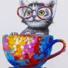 Cute Cat Wearing Glasses paint by numbers