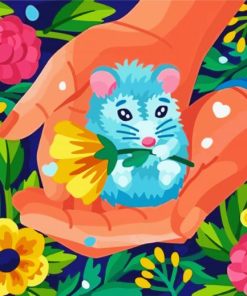 Cute Mouse And Flowers paint by number