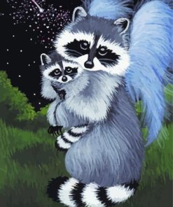 Cute Raccoons paint by numbers