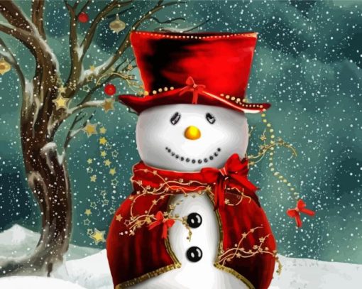 Cute Snow Man paint by number