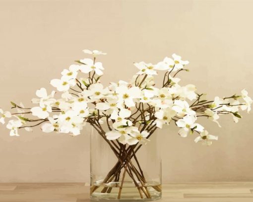 Dogwood Glass Vase paint by numbers
