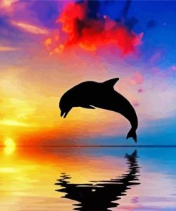 Dolphin Silhouette paint by numbers