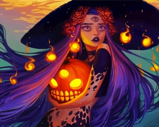 Halloween Witch paint by numbers