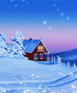 House Snow Winter Landscape paint by number
