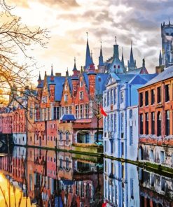 Houses At Sunset In Bruges paint by numbers