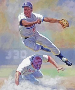 Jackie Robinson Playing Match paint by numbers