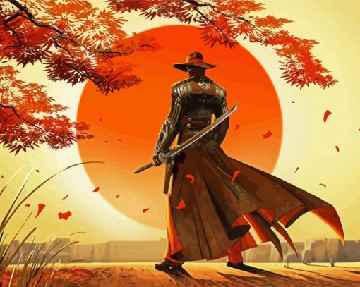 Lonely Samurai Man paint by numbers