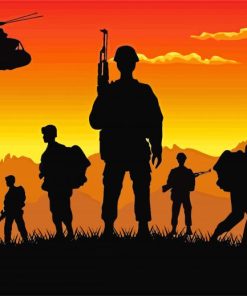 Military Soldiers Silhouette paint by numbers