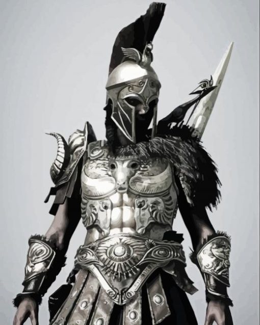 Monochrome Warrior paint by numbers