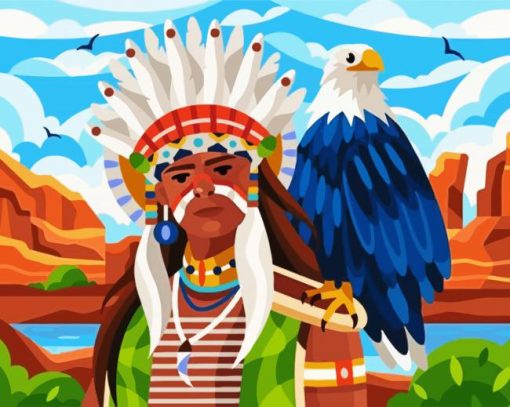 Native Man And Eagle paint by numbers