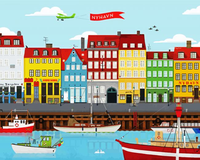 Nyhavn Copenhagen paint by number