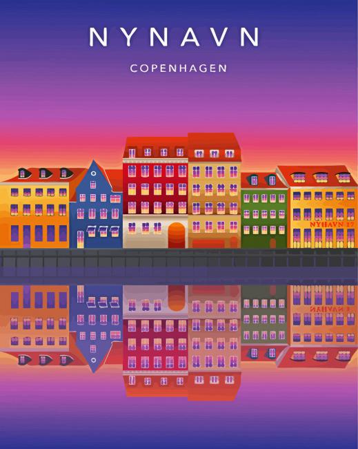 Nyhavn Copenhagen Poster paint by number