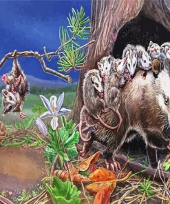 Opossum And Babies paint by number