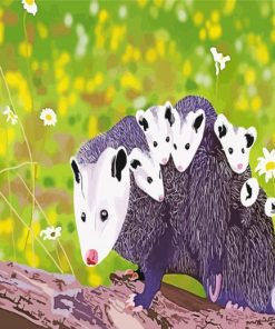 Opossum Family paint by number