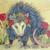 Opossum With Flowers paint by number