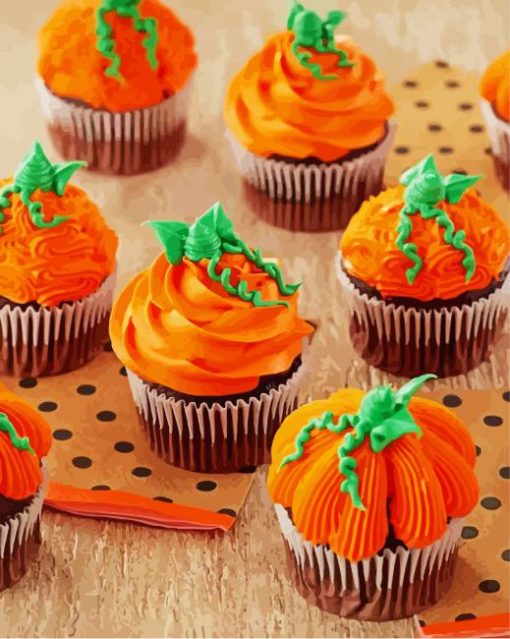 Orange Cupcakes paint by number