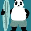 Panda Holding A Serfboard paint by number
