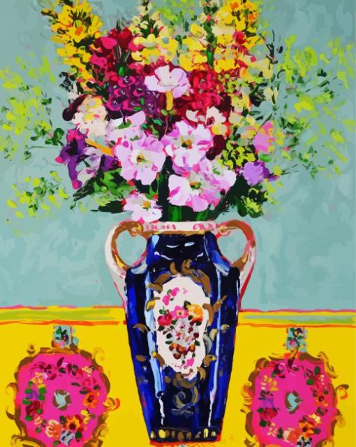 Petunia In Blue Vase paint by number