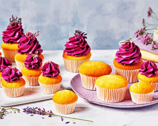 Purple Cupcakes paint by number
