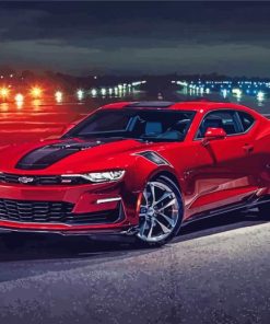 Red Chevrolet Camaro paint by number
