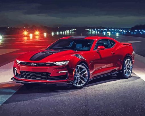 Red Chevrolet Camaro paint by number