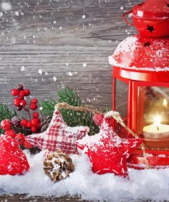 Red Christmas Lantern paint by number