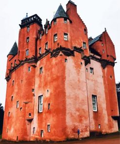 Red Craigievar Castle paint by number