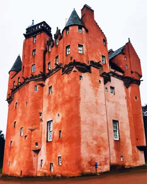 Red Craigievar Castle paint by number