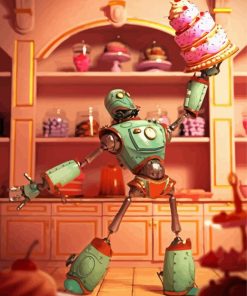 Robot And Cakes paint by numbers