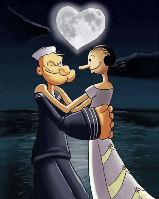 Romantic Popeye And Olive paint by number