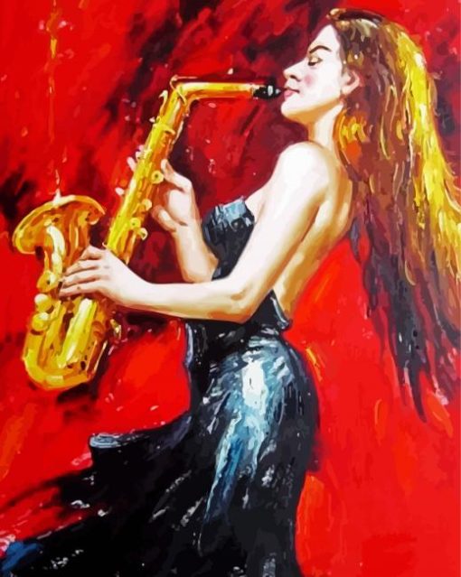 Saxophone Lady Art paint by number
