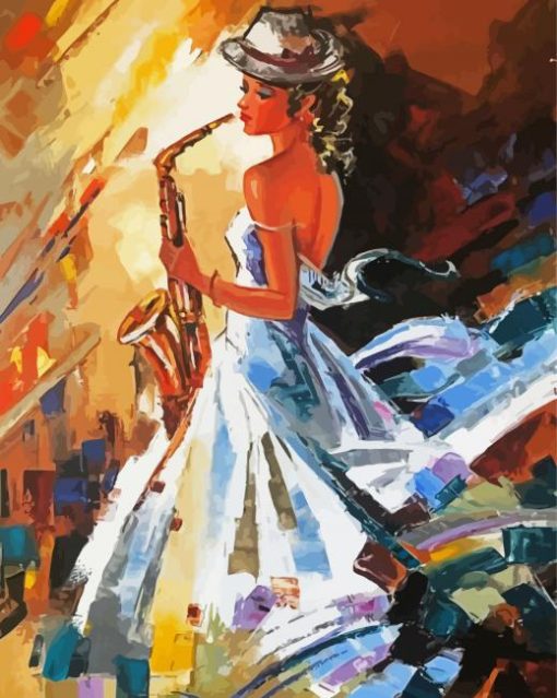 Saxophone Lady paint by number