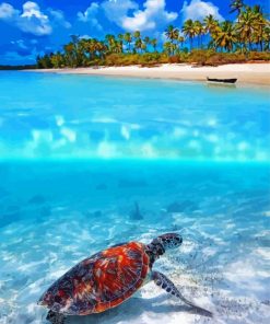 Sea Turtle In Zanzibar Beach paint by number