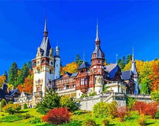Sinaia Pales Castle paint by numbers