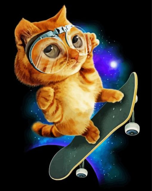 Skater Cat paint by number