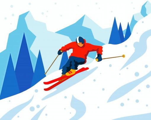 Skier Illustration paint by numbers