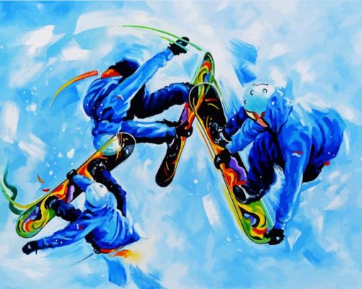 Snow Skateboarders paint by number
