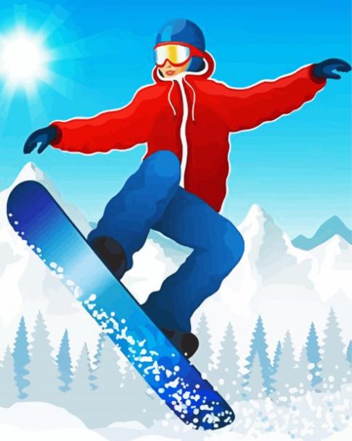 Snowboarding Illustration paint by number