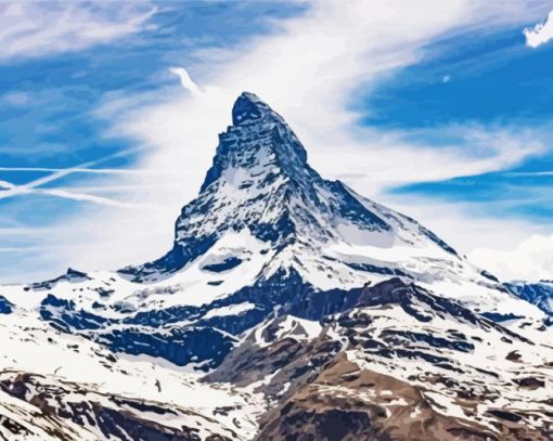 Snowy Matterhorn Mountain paint by number