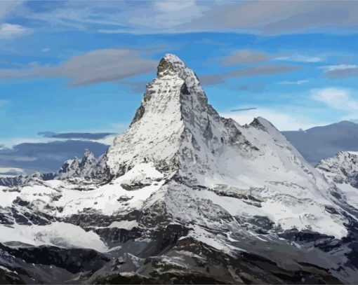 Snowy Mountain Matterhorn Zermatt paint by numbers
